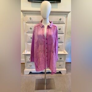 WE THE FREE  Frayed Raspberry Pink Shirt